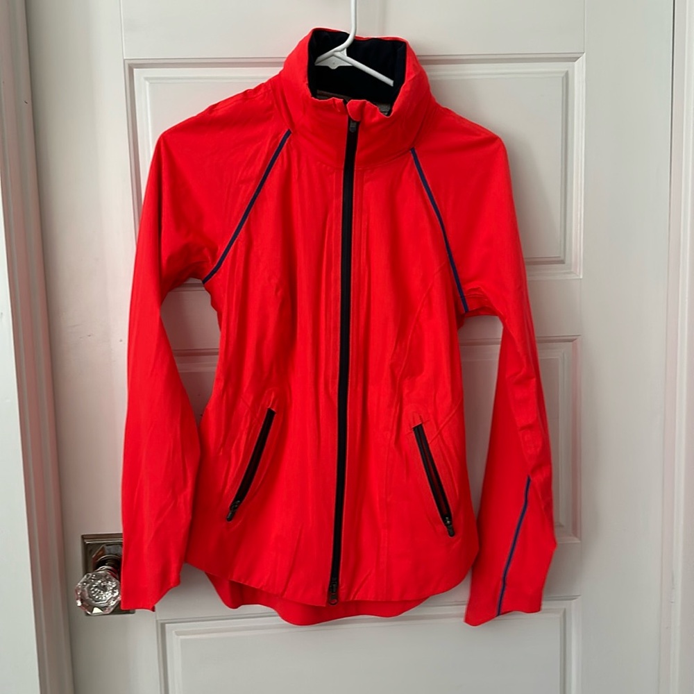 Athleta red and navy running jacket with hood